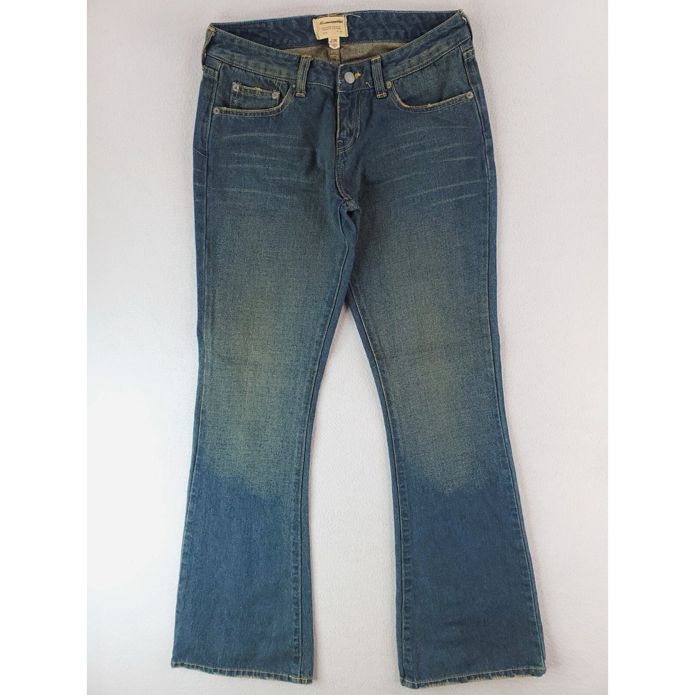 Vintage Abercrombie Fitch Jean Womens 2 Blue Flared Boot Low Rise Y2K Dirty Wash